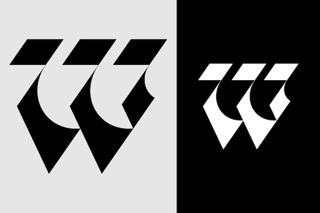 Logotipo inicial único y elegante de la letra w del monograma
