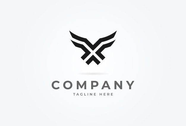 Logotipo inicial de X Horn letra minimalista X con plantilla de logotipo de diseño plano de logotipo de diseño de cuerno