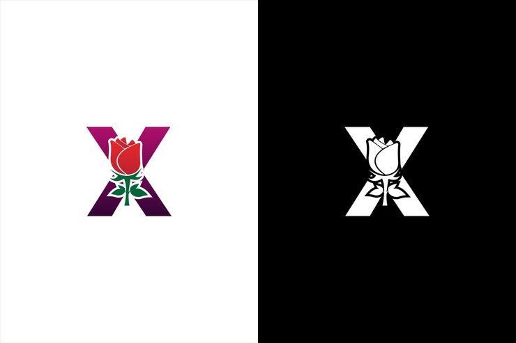 Logotipo inicial X Rose Letra X con rosa para el logotipo de belleza y moda Beauty Rose Logo