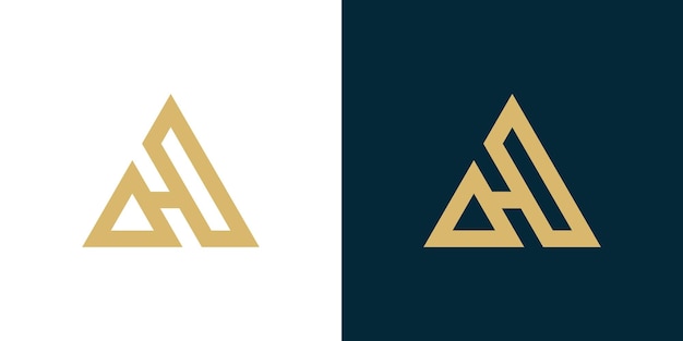 El logotipo con las iniciales H es triangular Icono del logotipo Ilustración vectorial creativa