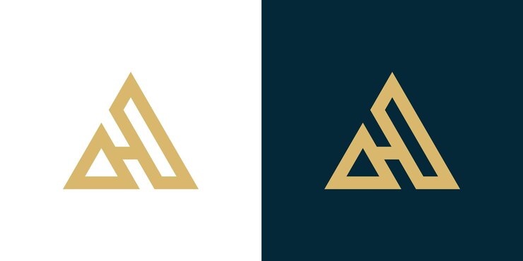 El logotipo con las iniciales H es triangular Icono del logotipo Ilustración vectorial creativa