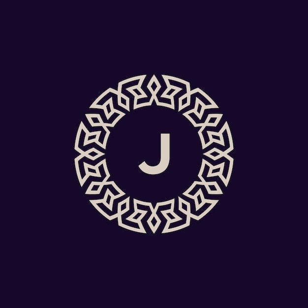 logotipo iniciales letra J emblema de círculo elegante y moderno.