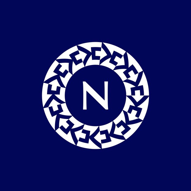 logotipo iniciales letra N emblema de círculo moderno y elegante.