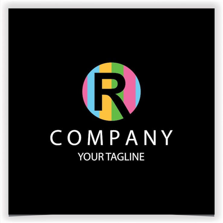 Vector logotipo de las iniciales de la letra r con círculos coloridos adecuados para el logotipo de pintura plantilla elegante premium vector eps 10