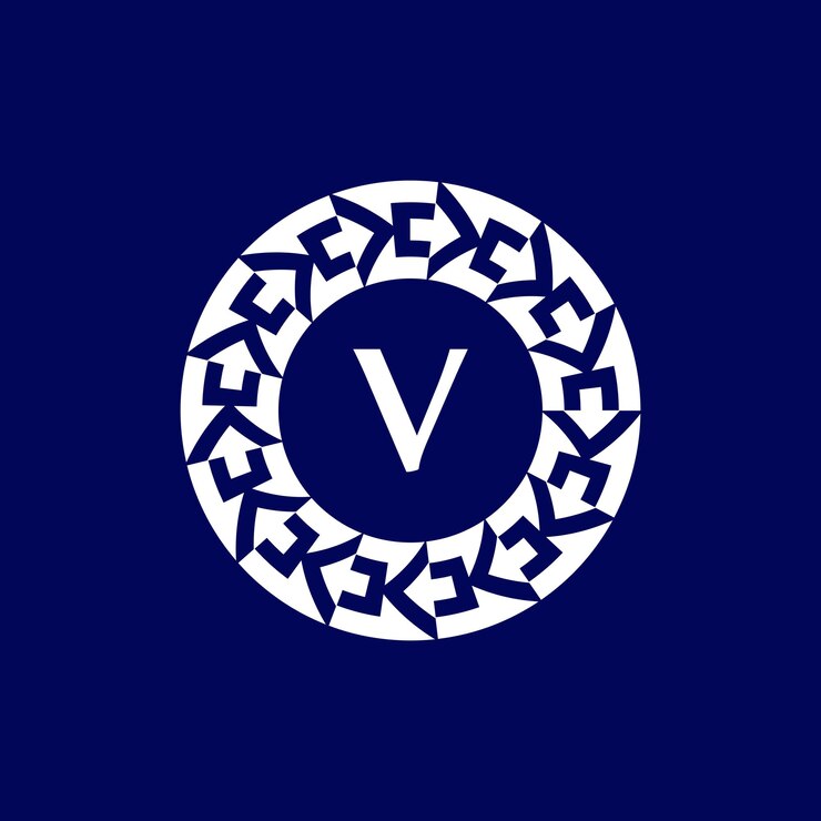 Vector logotipo iniciales letra v emblema de círculo moderno y elegante.