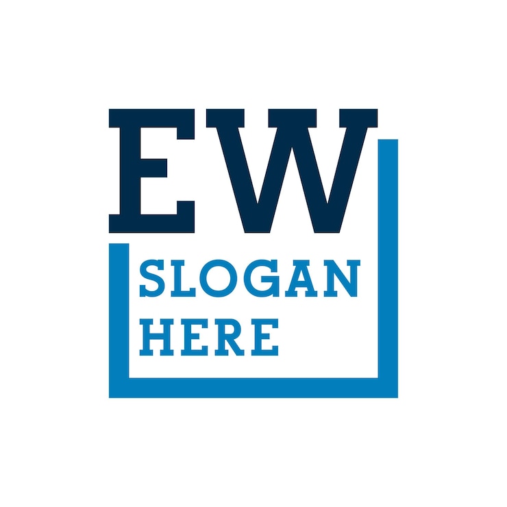 Vector logotipo de las iniciales mínimas e y w ew logotipo de la letra inicial ew