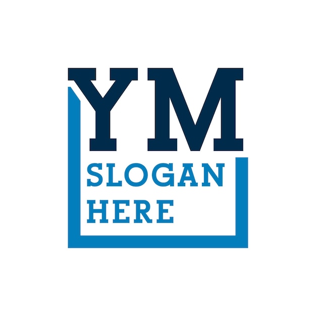 Logotipo de las iniciales mínimas Y y M YM Logotipo de la letra inicial YM