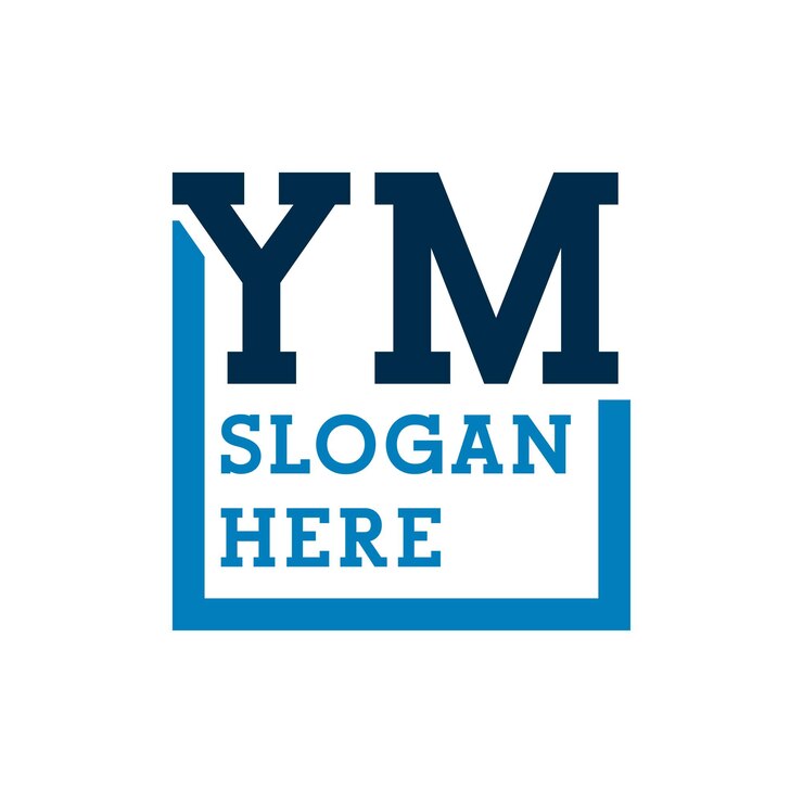 Vector logotipo de las iniciales mínimas y y m ym logotipo de la letra inicial ym