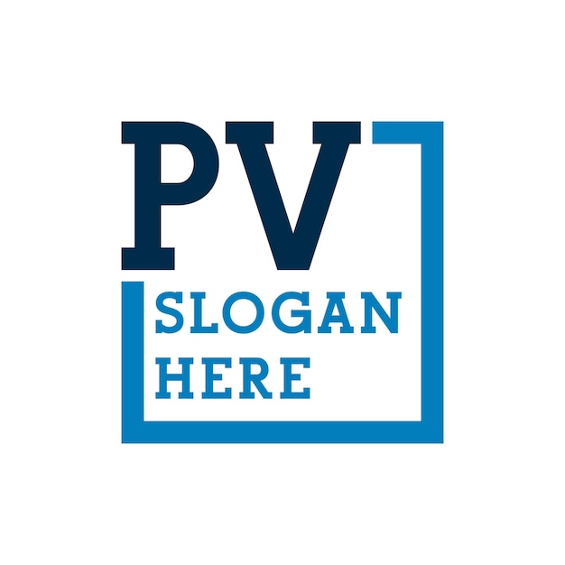 Logotipo de las iniciales mínimas P y V PV Logotipo de la letra inicial PV