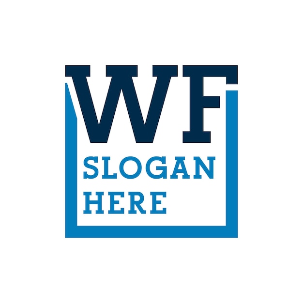 Logotipo de las iniciales mínimas W y F WF Logotipo de la letra inicial WF