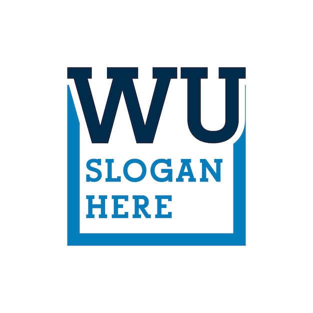 Logotipo de las iniciales mínimas W y U WU Logotipo de la letra inicial WU