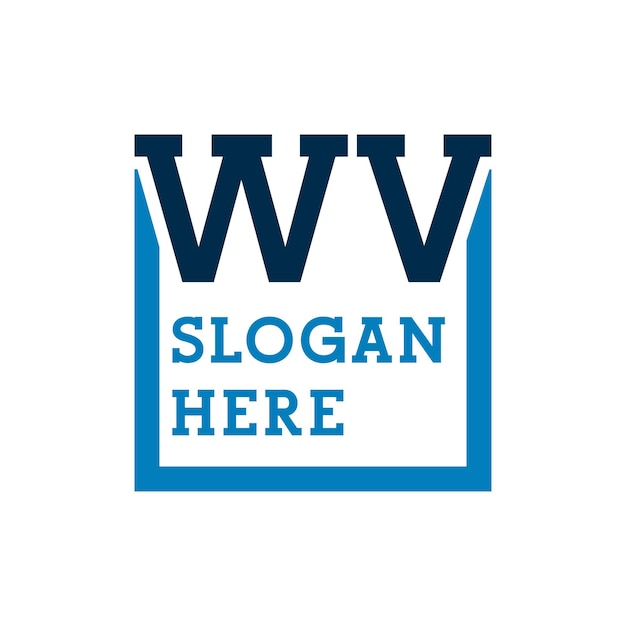 Logotipo de las iniciales mínimas W y V WV Logotipo de la letra inicial WV