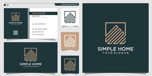 Logotipo de inicio con estilo moderno de arte de línea simple Vector Premium