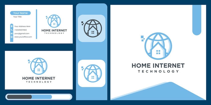 Vector logotipo de inicio de internet, ir al sitio web futuro símbolo de vector de icono de tecnología de hogar moderno