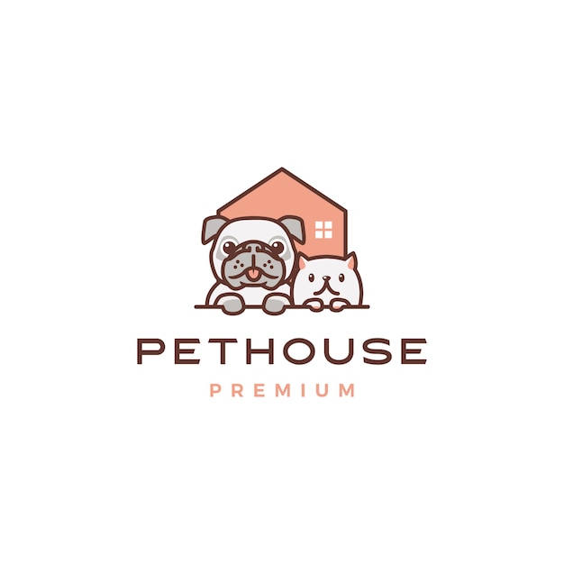 Logotipo de inicio de perro gato mascota casa