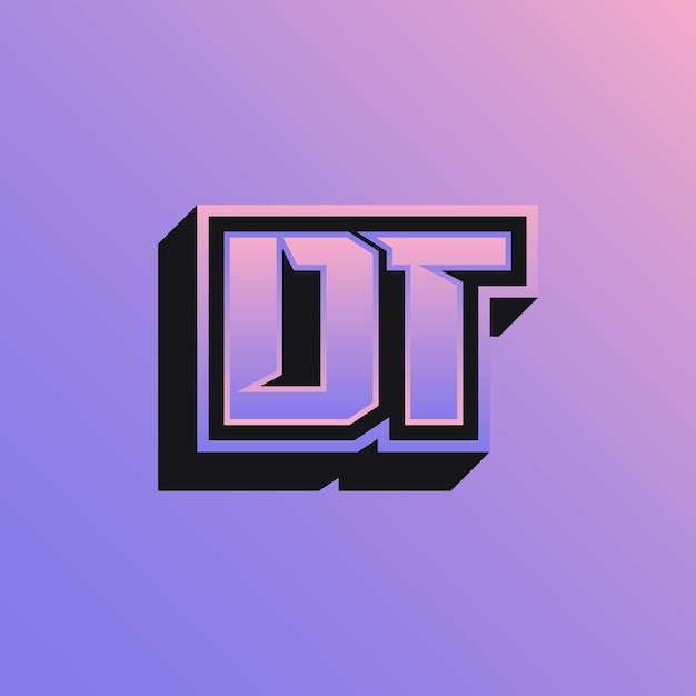 Vector el logotipo de initials dt con un color brillante es adecuado para equipos de esports y otros