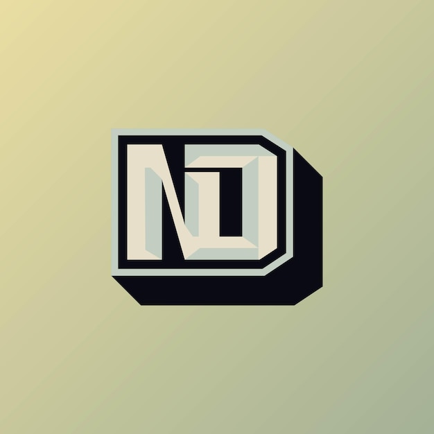 Vector el logotipo de initials nd con un color brillante es adecuado para equipos de esports y otros