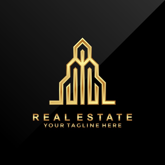 Logotipo de inmobiliaria 3D de lujo.