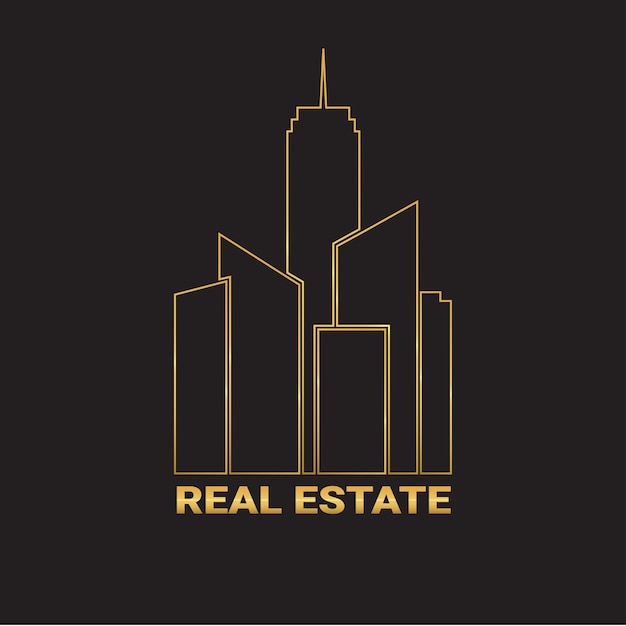 Logotipo inmobiliaria negro y dorado
