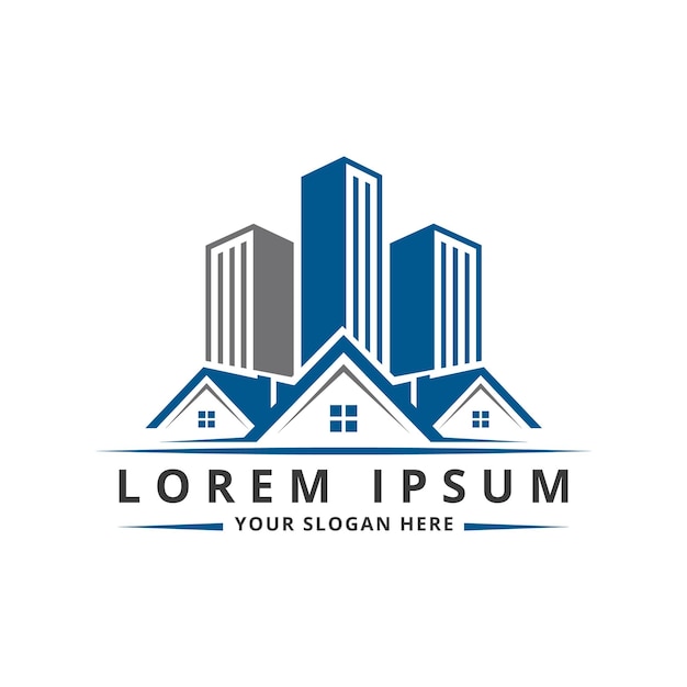 Logotipo inmobiliario Edificios y casas en un estilo moderno