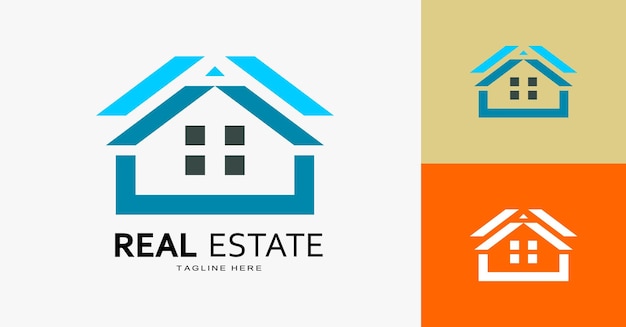 Logotipo inmobiliario con la letra A Diseño creativo de casa en color azul Vector para arquitecto