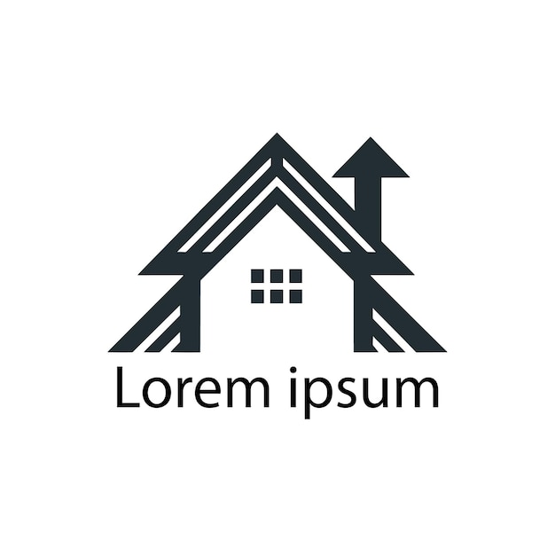 logotipo inmobiliario negro y dorado con un edificio