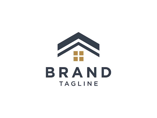 Logotipo inmobiliario de oro negro. Elemento de plantilla de diseño de logotipo de edificio de arquitectura de construcción