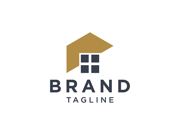 Logotipo inmobiliario de oro negro. Elemento de plantilla de diseño de logotipo de edificio de arquitectura de construcción.