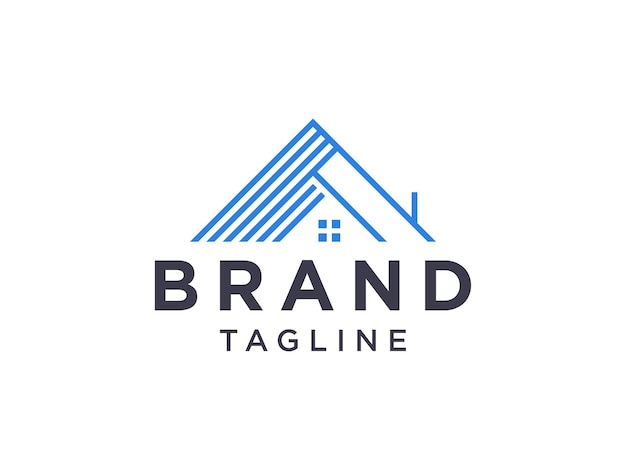 Logotipo inmobiliario simple. Símbolo de casa de estilo lineal geométrico retro aislado sobre fondo blanco.