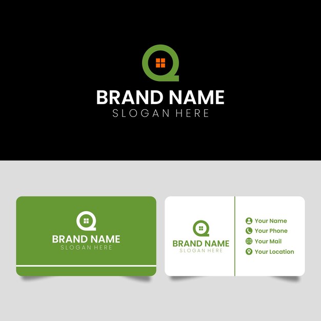 Logotipo inmobiliario para su empresa, con icono inicial Q