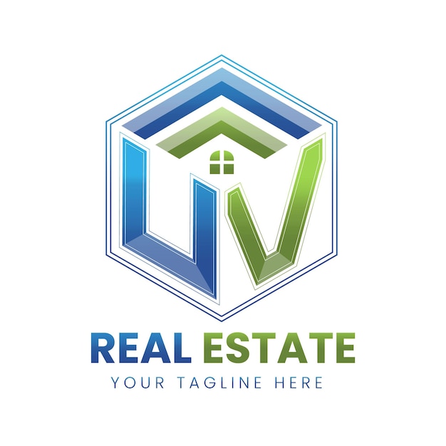logotipo inmobiliario UV degradado vectorial