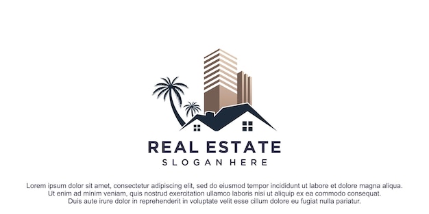 Logotipo inmobiliario con vector premium de diseño creativo