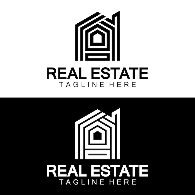 Logotipo inmobiliario vector template de diseño de logotipo para propiedad ilustración inmobiliaria con línea de icono de casa concepto minimalista