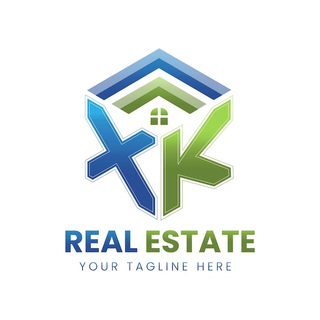 logotipo inmobiliario XK degradado vectorial