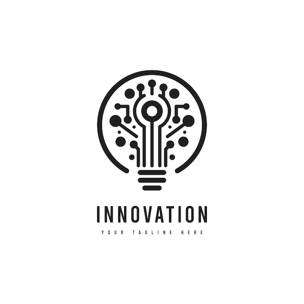 Logotipo de innovación tecnológica en estilo minimalista Silueta de innovación vectorial del futuro Adecuado para logotipos de educación tecnológica o inteligencia