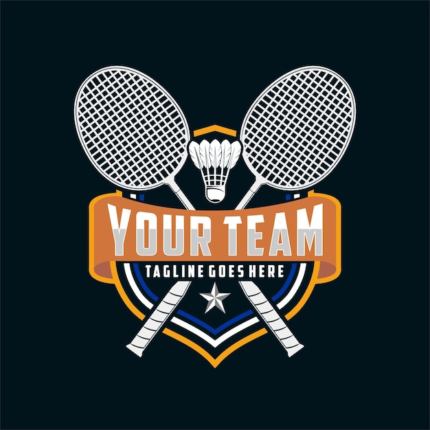 Logotipo de la insignia de bádminton en un estilo minimalista moderno