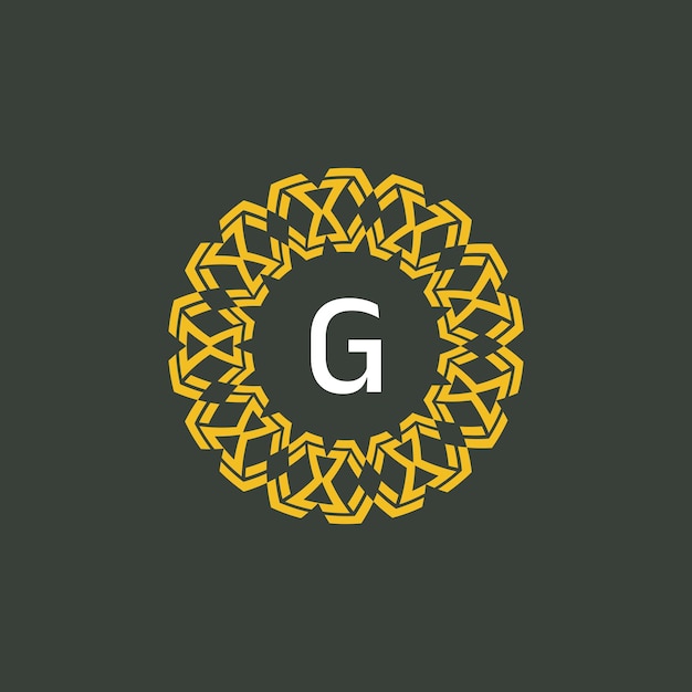 logotipo de la insignia del círculo inicial del emblema del medallón de la letra G