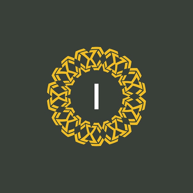 logotipo de la insignia del círculo inicial del emblema del medallón de la letra I