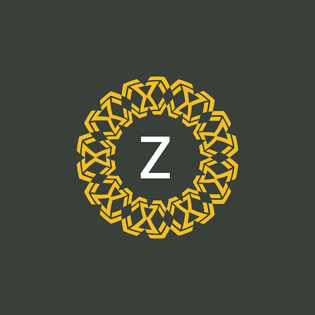 logotipo de la insignia del círculo inicial del emblema del medallón de la letra Z