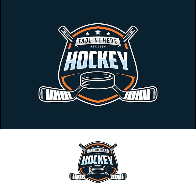 Logotipo de la insignia de hockey Ilustración vectorial de la etiqueta deportiva para un club de hockey