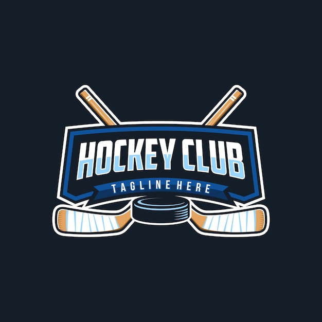 Logotipo de la insignia de hockey Ilustración vectorial de la etiqueta deportiva para un club de hockey