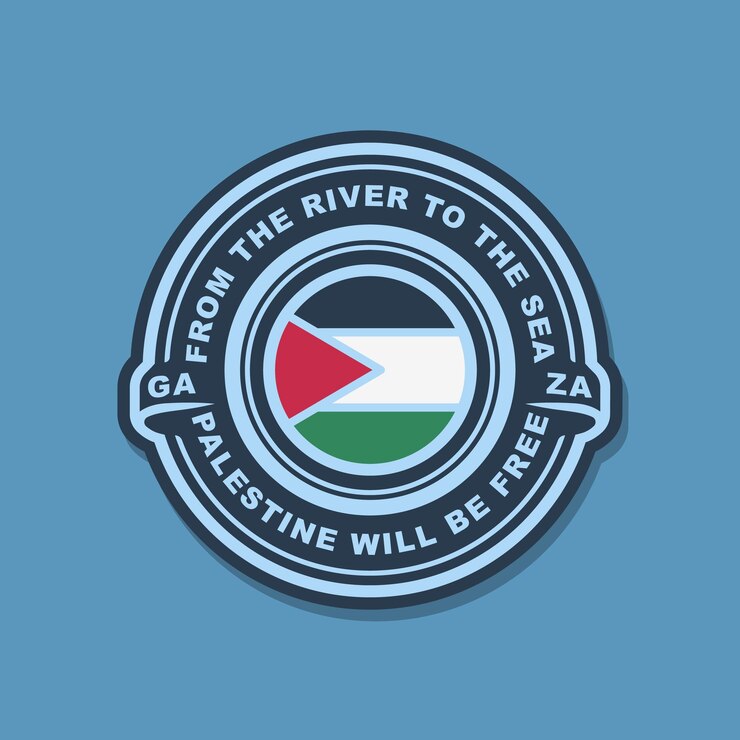 Vector el logotipo de la insignia palestina en círculo el logotipo moderno del emblema de palestina en círculo