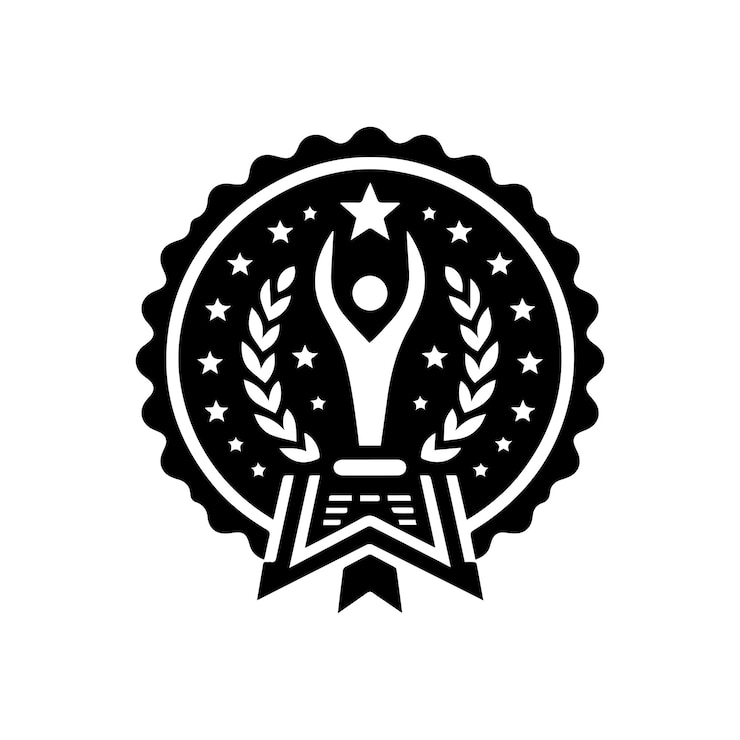 Vector logotipo de la insignia de premio abstracto insignia de premios en blanco y negro para el vector de la competencia