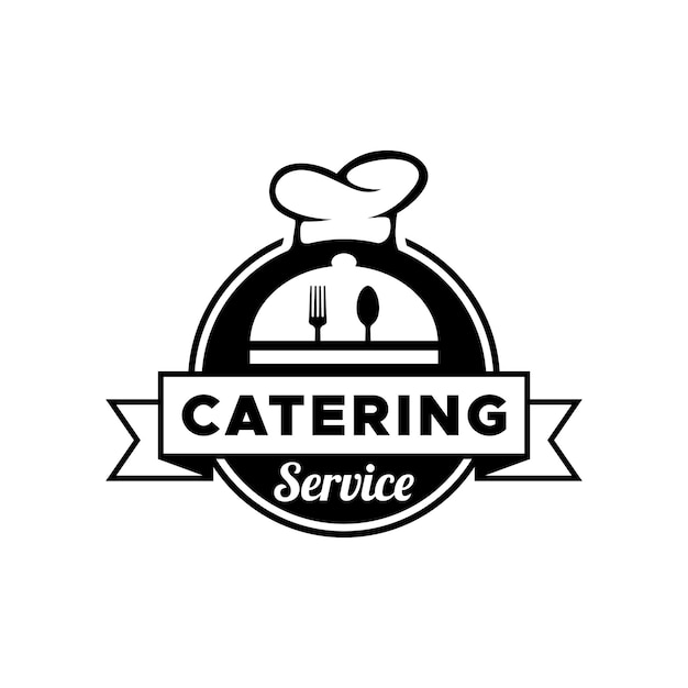 El logotipo de la insignia retro de catering y restaurantes vintage