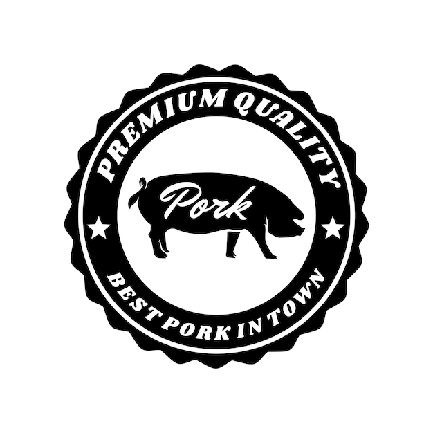 Logotipo de insignia de silueta de cerdo