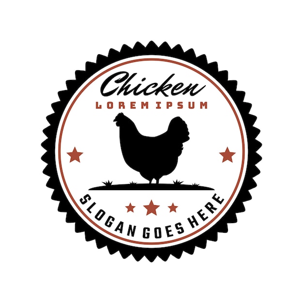 Logotipo de insignia de silueta de pollo