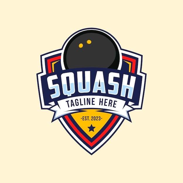 El logotipo de la insignia de squash en estilo moderno Ilustración vectorial