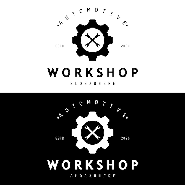 Logotipo para la insignia de taller de servicio industrial o reparación y mecánico automotriz