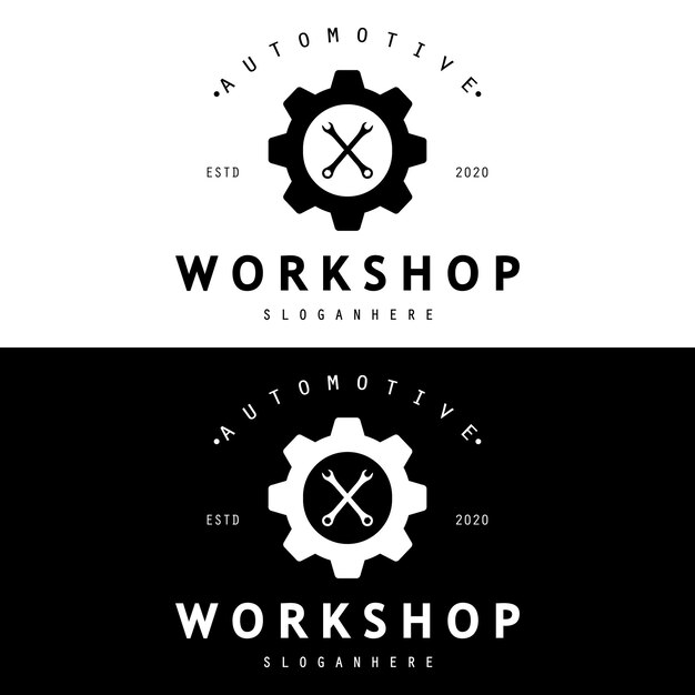 Logotipo para la insignia de taller de servicio industrial o reparación y mecánico automotriz