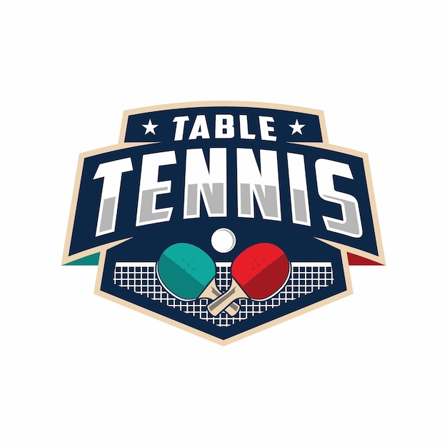 Logotipo de la insignia de tenis de mesa Ilustración vectorial de la etiqueta deportiva para un club de ping pong